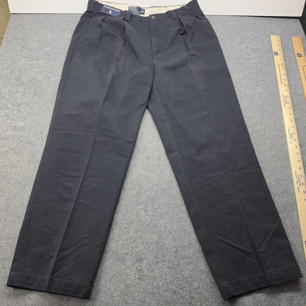 Polo Ralph Lauren Andrew Pant Mens 38x30 NWT Blue Pleated Chino 100% Cotton
